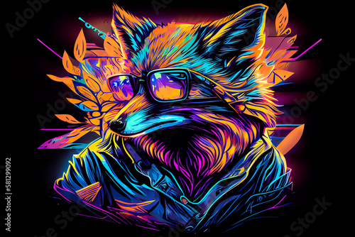 Obraz na płótnie Loga fox hipster. Generative AI, Generative, AI