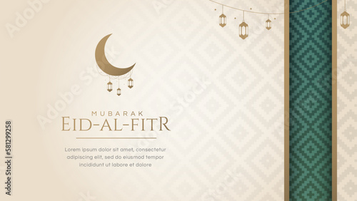 Ramadan Kareem Eid Mubarak Greeting Card Background Design Template with Place for Text