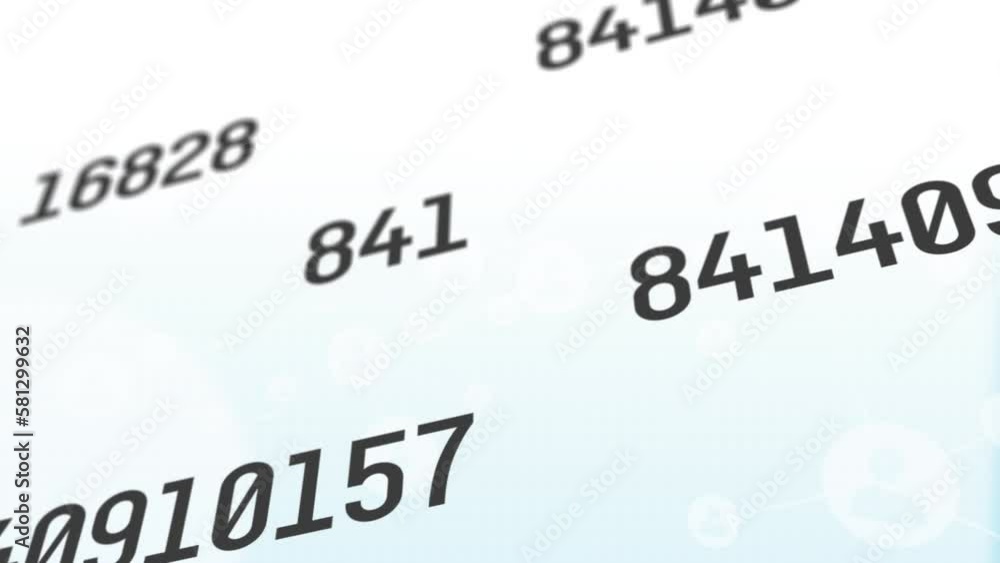 Animation of multiple changing numbers against white background Animation of multiple changing numbers against white background
