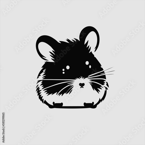 Hamster animal illustration logo, hamster silhouette isolated on gray background