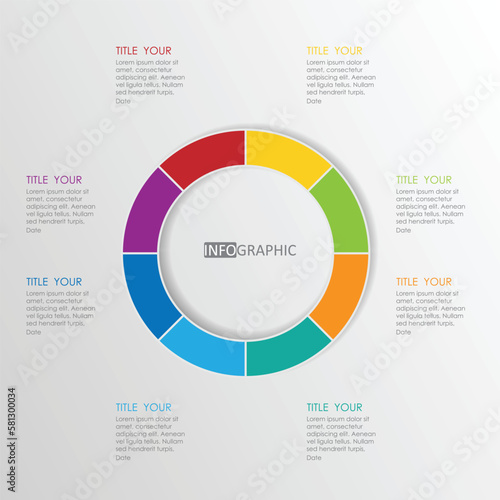 Infographic mindmap diagram element template with circle and flat text style. Colorful can be used for presentation slides.	