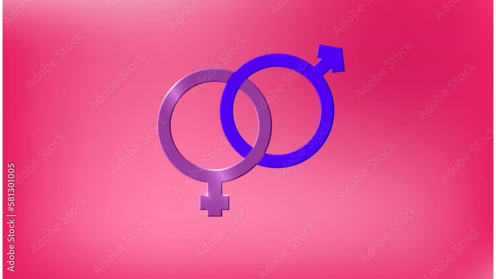 Animation of heterosexual symbol over pink background Animation of heterosexual symbol over pink background