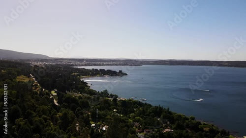 Wallpaper Mural Aerial shot of forest and lake in Villarica, Chile Torontodigital.ca
