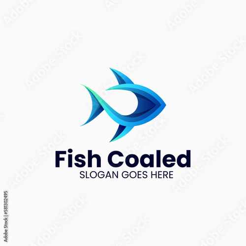 Vector Logo Illustration Fish Coaled Gradient Colorful Style