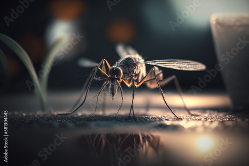 world malaria day, mosquito 3d isolated background. Generative AI