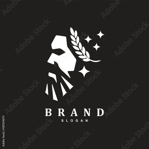 vintage retro negative space Zeus face with wheat and star logo design