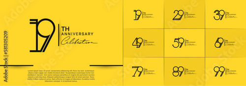 set of anniversary logotype black color and handwriting for special celebration event
