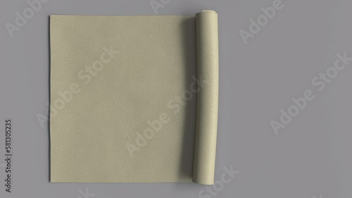Roll up and roll down white paper like scripture,leather with alpha and RBG pass channel.2 background texture. 4K motion animation rendered.

