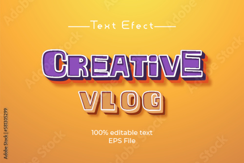 Editable creative vlog vector text effect