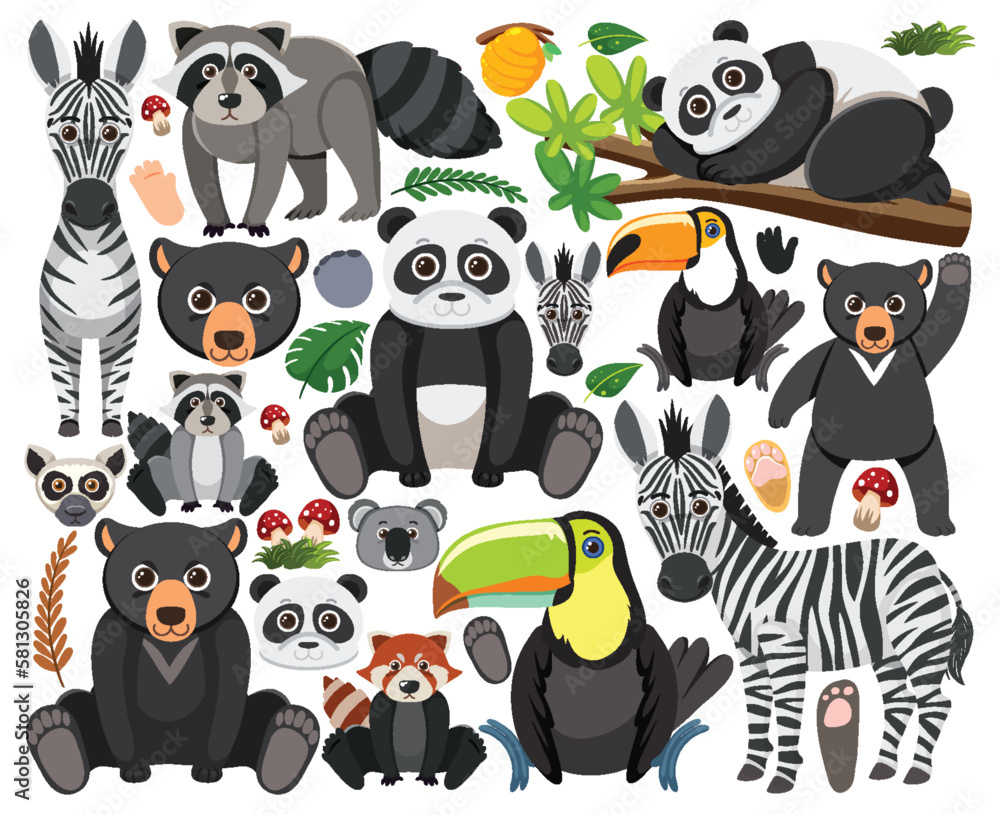 Obraz premium Set of mix animal character