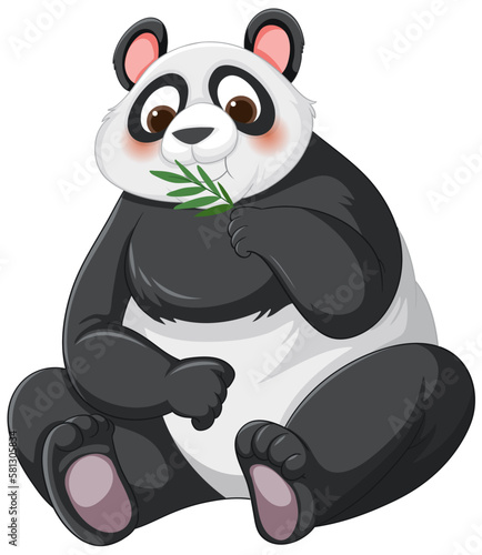 Fototapeta Naklejka Na Ścianę i Meble -  Panda cartoon eating bamboo