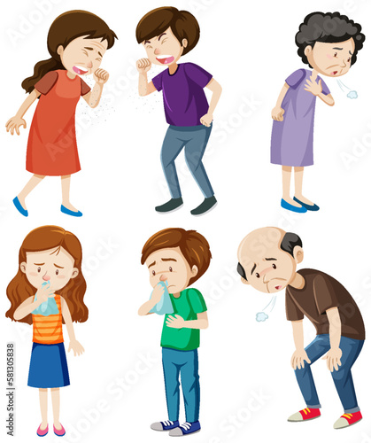 Set of people unwell