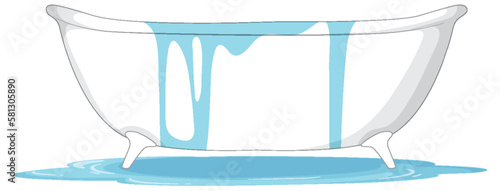 A White Bathtub with Water Vector