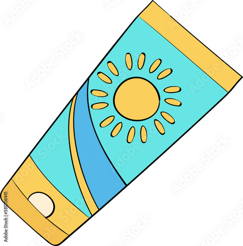 Sunscreen decorative design element for website, presentation, flyer, brochure, printing, application. illustration style