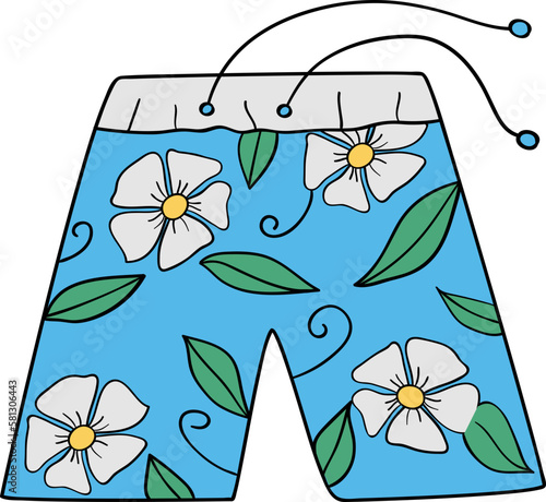 Summer swimming trunks decorative design element for website, presentation, flyer, brochure, printing, application. illustration style