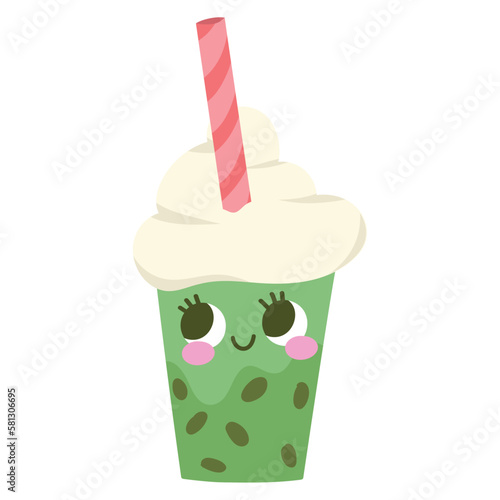 matcha cold beverage cartoon