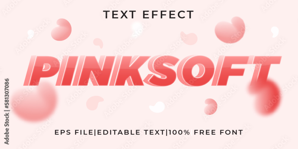 Pink soft 3d text effect logo mockup vector template mockup