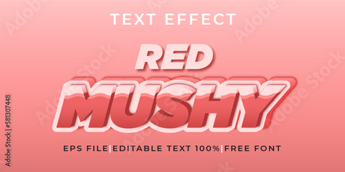 Red mushy 3d text effect logo mockup vector template mockup