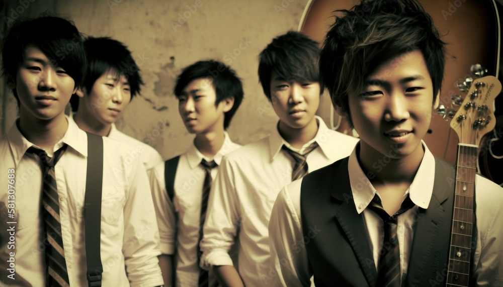 Group of Diverse and Empowered Asian Youth Male High School Students Working Together in Band : Power of Collaboration in Clubs, Sports Teams (generative AI) Group of Diverse and Empowered Asian Youth Male High School Students Working Together in Band : Power of Collaboration in Clubs, Sports Teams (generative AI)