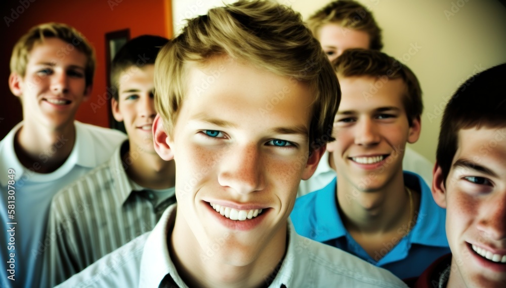 Group of Diverse and Empowered Caucasian White Youth Male High School Students Working Together in Key Club : Power of Collaboration in Clubs, Sports Teams (generative AI) Group of Diverse and Empowered Caucasian White Youth Male High School Students Working Together in Key Club : Power of Collaboration in Clubs, Sports Teams (generative AI)
