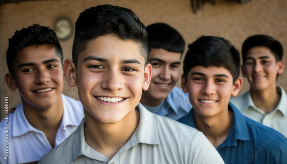 Group of Diverse and Empowered Hispanic Youth Male High School Students Working Together in Language Club : Power of Collaboration in Clubs, Sports Teams (generative AI) Group of Diverse and Empowered Hispanic Youth Male High School Students Working Together in Language Club : Power of Collaboration in Clubs, Sports Teams (generative AI)