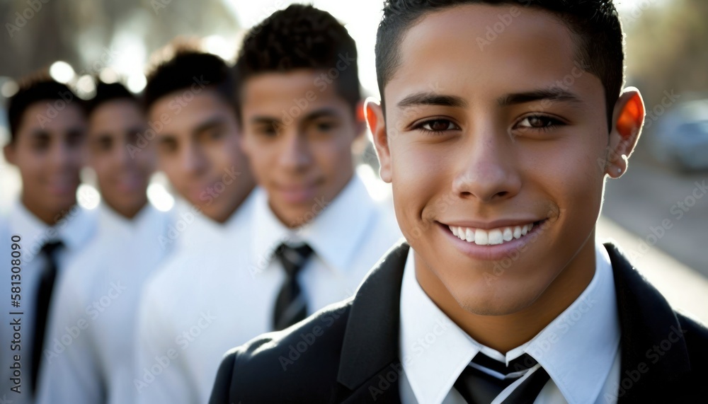 Group of Diverse and Empowered Hispanic Youth Male High School Students Working Together in National Honor Society : Power of Collaboration in Clubs, Sports Teams (generative AI) Group of Diverse and Empowered Hispanic Youth Male High School Students Working Together in National Honor Society : Power of Collaboration in Clubs, Sports Teams (generative AI)