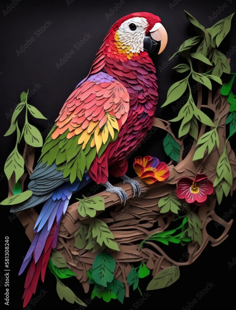 Obraz premium Parrot - Paper Quilling