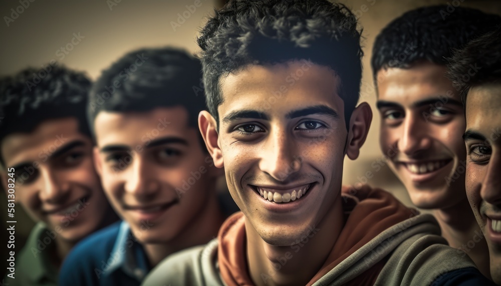 Group of Diverse and Empowered Middle Eastern Youth Male High School Students Working Together in Environmental Club : Power of Collaboration in Clubs, Sports Teams (generative AI) Group of Diverse and Empowered Middle Eastern Youth Male High School Students Working Together in Environmental Club : Power of Collaboration in Clubs, Sports Teams (generative AI)
