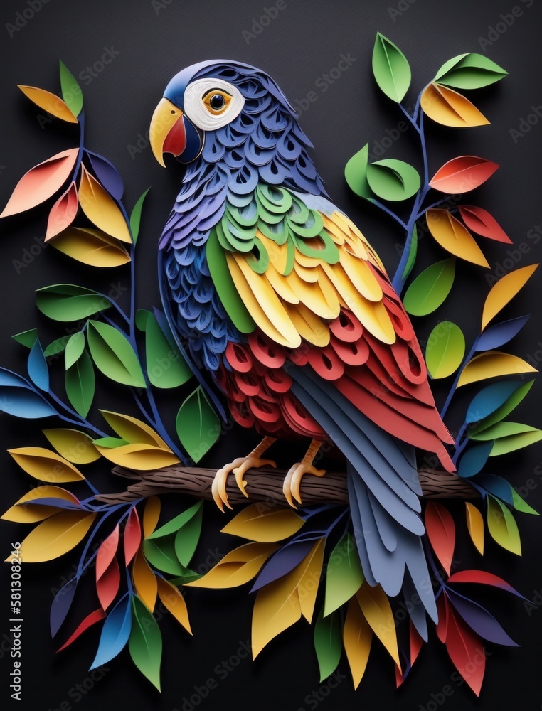 Obraz premium Parrot - Paper Quilling