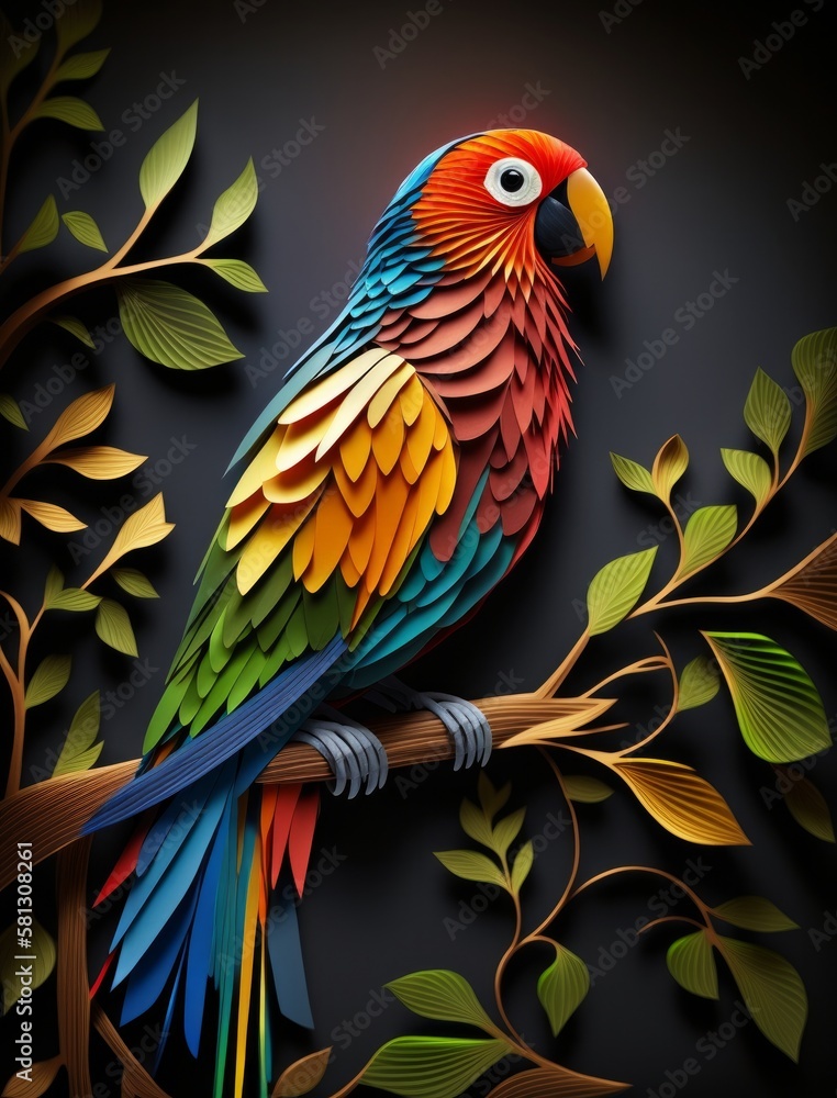 Fototapeta premium Parrot - Paper Quilling