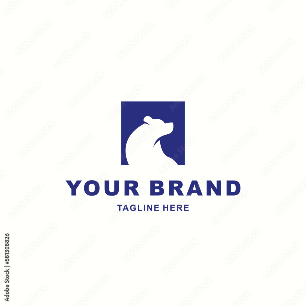Bear silhouette logo in a blue box Bear silhouette logo in a blue box