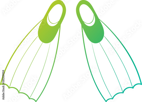 Diving fins illustration, icon, element for decoration.