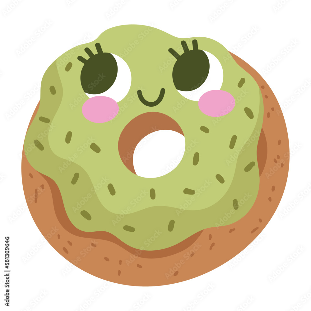 Fototapeta premium matcha donut cartoon