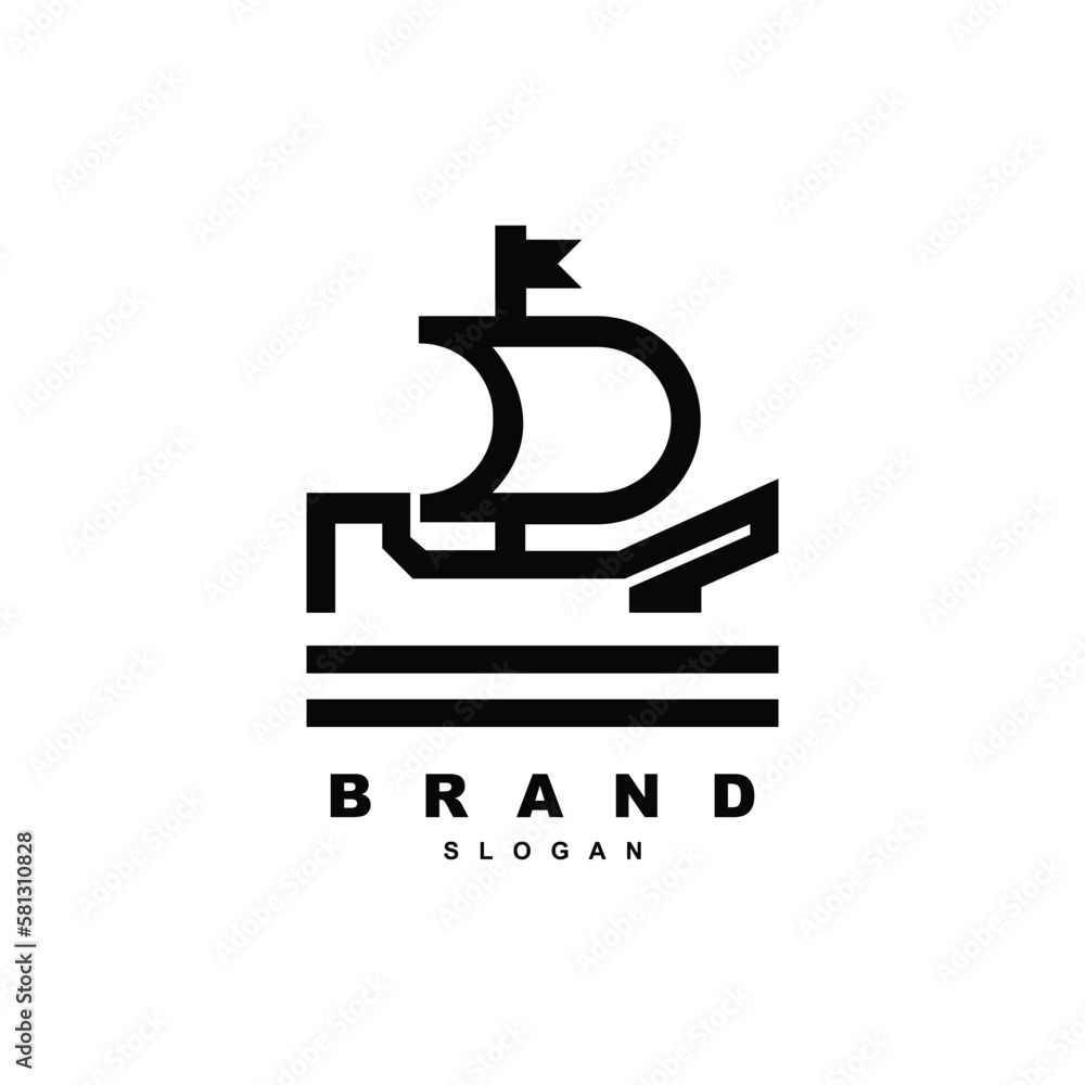Outline sailing ship logo design vector Outline sailing ship logo design vector