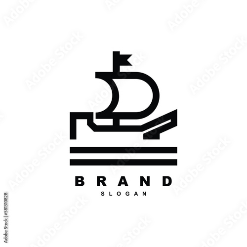 Vászonkép Outline sailing ship logo design vector