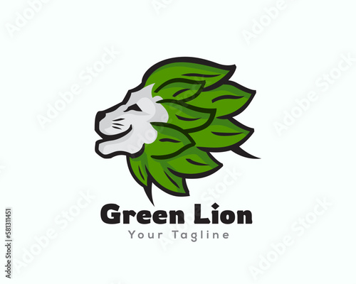 smile face head lion leaf hair art logo design template illustration inspiration