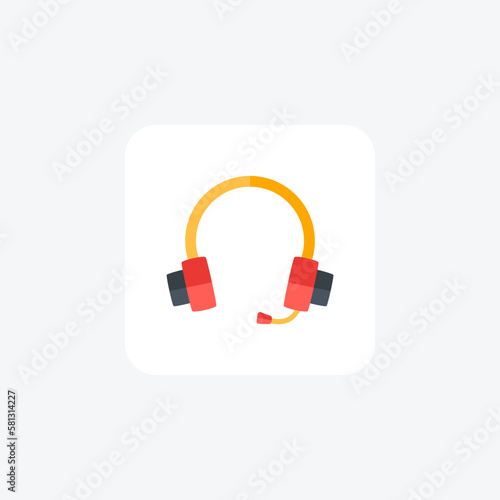 Headset, microphone, fully editable vector fill icon

