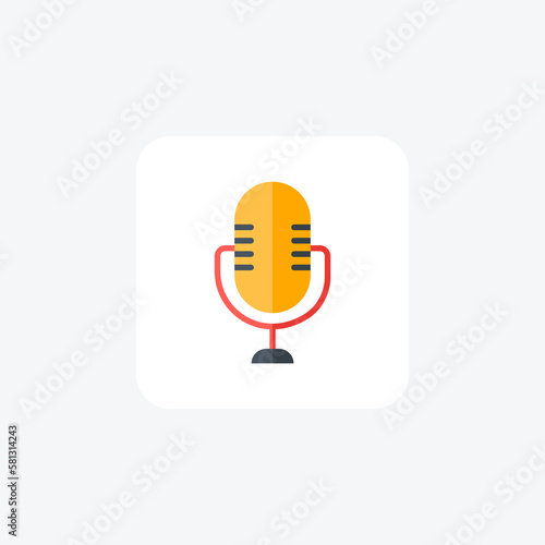 Mic, microphone fully editable vector fill icon   © Blinix Solutions