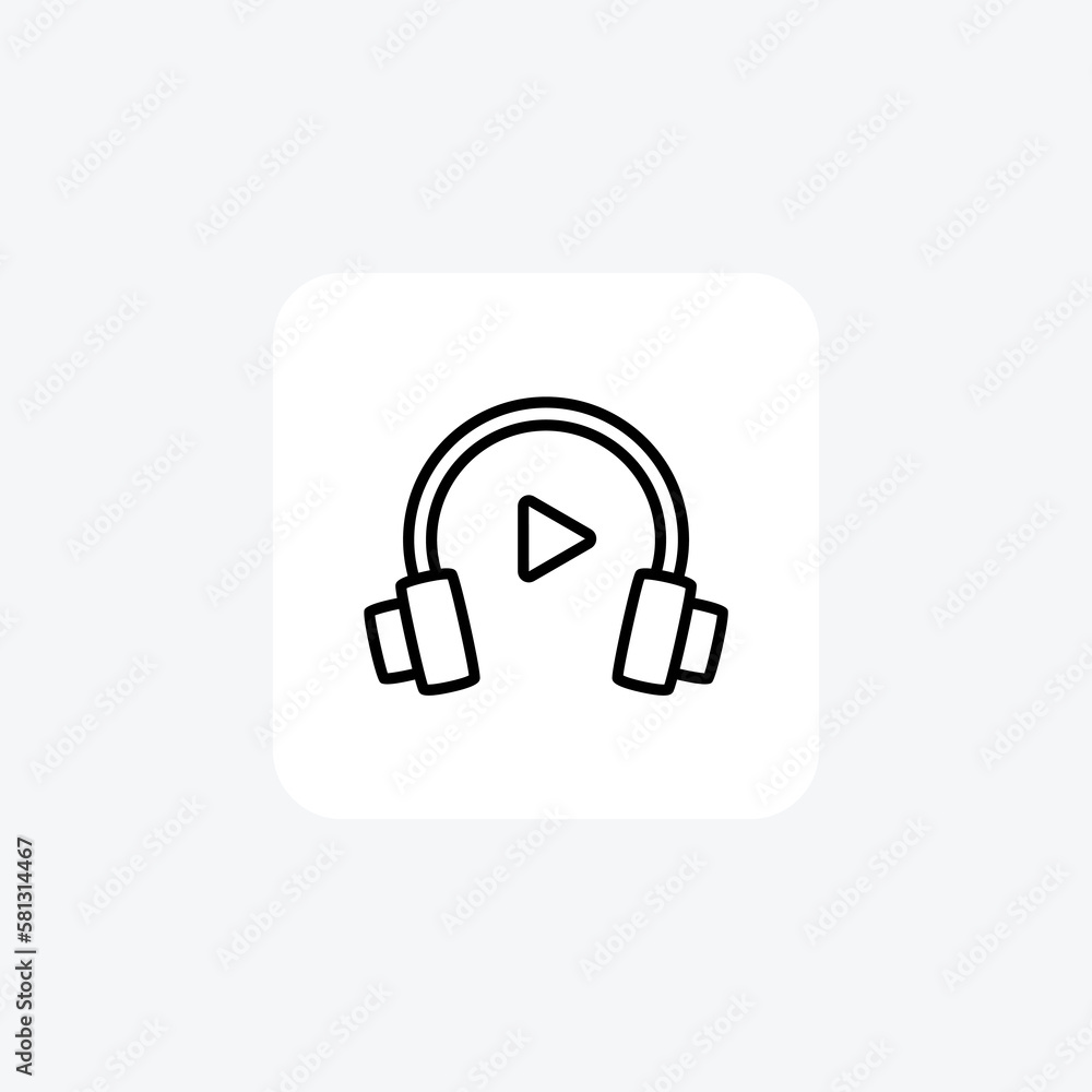 Headset, microphone fully editable vector fill icon

