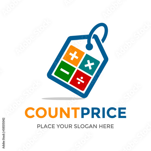 Count price vector logo template. This design use price tag symbol. Suitable for sale, marketing