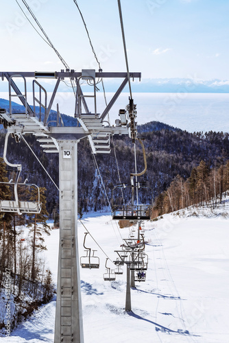 Chair lift at the ski resort on Baikal. vertical