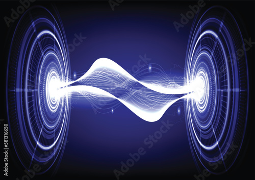 Abstract Circles Technology Blue Background with hi-tech digital ,Future technology vision design innovation concept background
