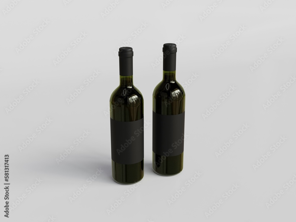 3D rendered glass bottle with blank label 3D rendered glass bottle with blank label