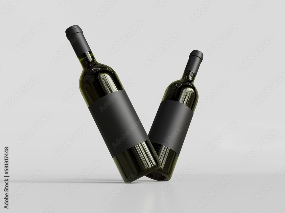 3D rendered glass bottle with blank label 3D rendered glass bottle with blank label