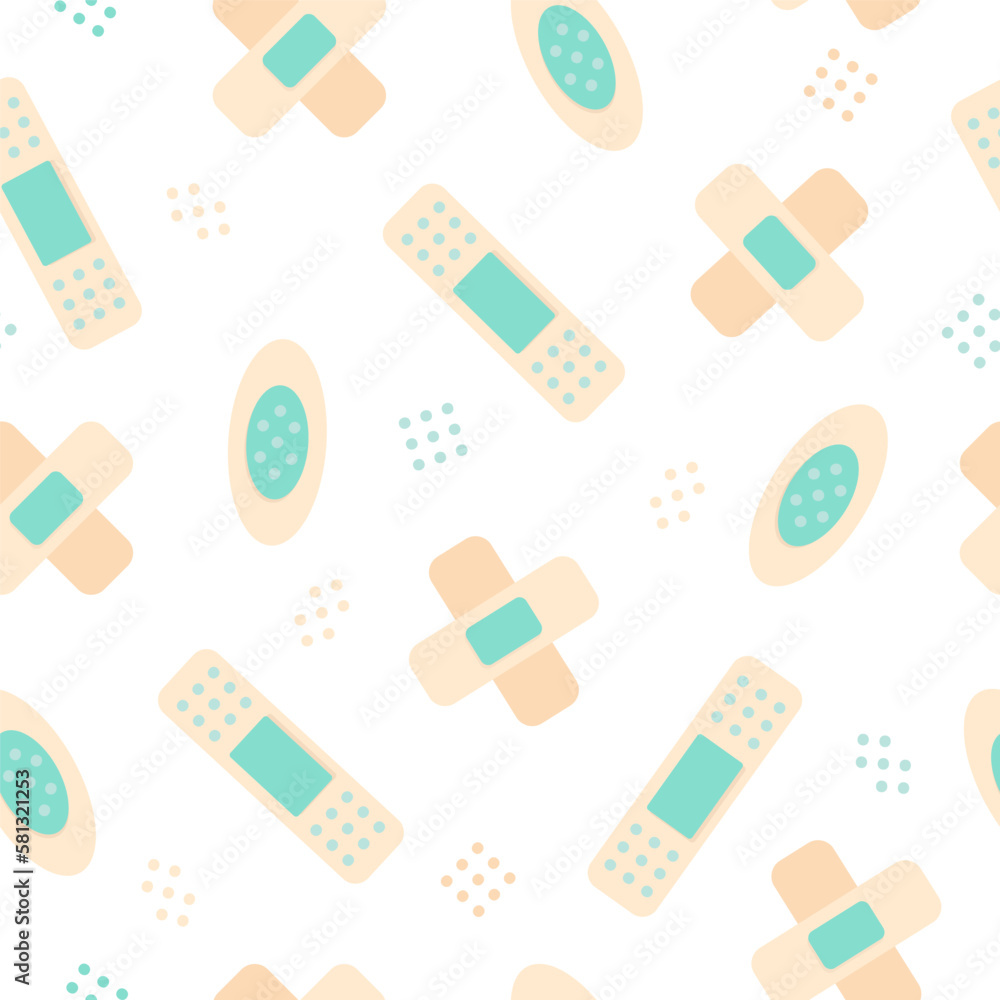 Medical plasters, Seamless pattern. Vector illustration. Medical plasters, Seamless pattern. Vector illustration.