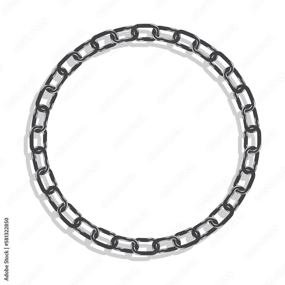 Steel round CHAIN frame for decorative headers. Gray ornates frames with CHAIN isolated on white background. Vector decorative element Steel round CHAIN frame for decorative headers. Gray ornates frames with CHAIN isolated on white background. Vector decorative element