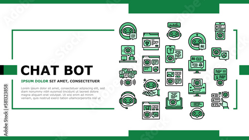 chat bot robot service online landing header vector