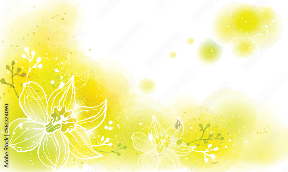 abstract yellow shining flower pattern art vector background