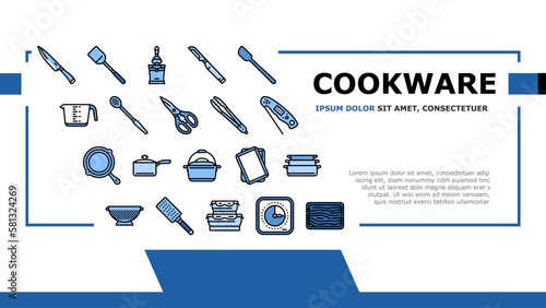 cookware kitchen cooking food landing header vector
