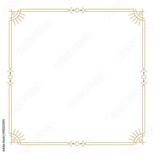Golden  with sun and moon with copy space on white. Ornate magical card, banner, background. Elegant border for horoscope, astrology, natal chart boho style design vector illustration